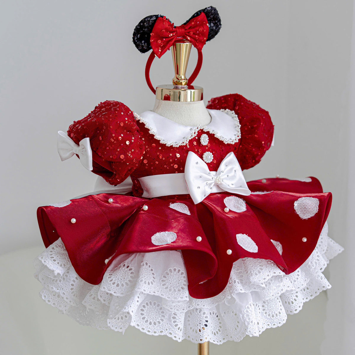Mouse Inspired Princess Dress, Red Birthday Dress for Girls, Luxury Party Dress, Toddler Princess Outfit, Character Inspired Dress