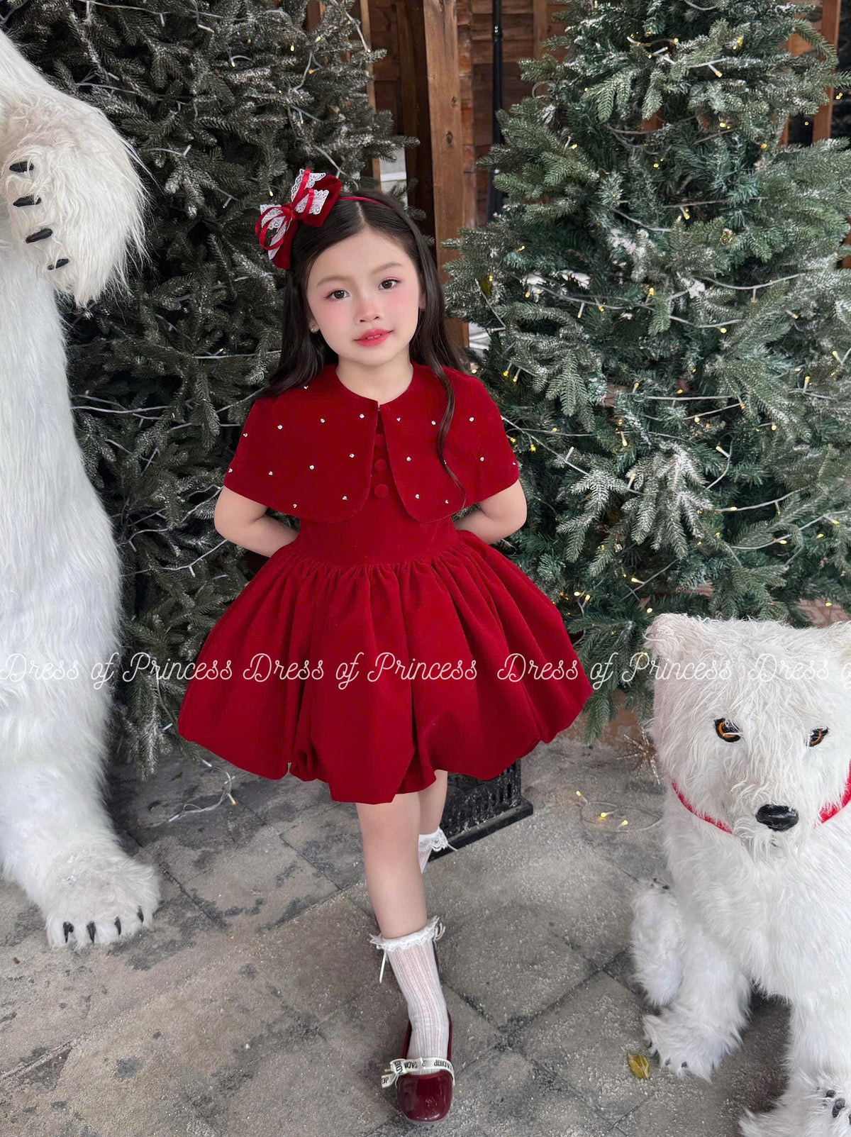 Red Christmas Dress for Girls, Detachable Cape Dress, Holiday Party Dress, Toddler Christmas Outfit, Winter Birthday Dress