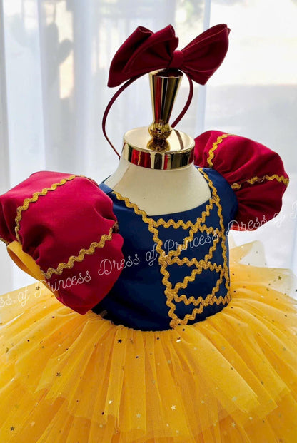 Snow White Tutu Dress: Fairytale Birthday Party Costume with Bow Headband