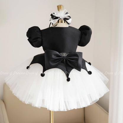 Handmade Harlequin Tutu Costume: Black & White Ballet Dress Set