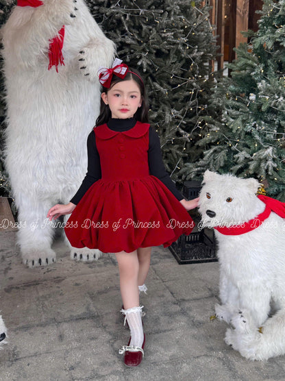 Red Christmas Dress for Girls, Detachable Cape Dress, Holiday Party Dress, Toddler Christmas Outfit, Winter Birthday Dress