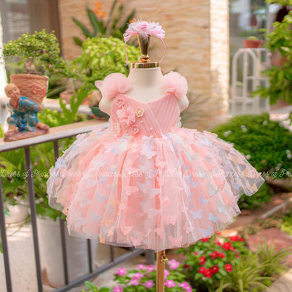 Pink Butterfly Fairy Dress, Butterfly Wings Dress, Princess Birthday Dress, Toddler Party Dress, Flower Girl Dress, Fairy Costume Outfit