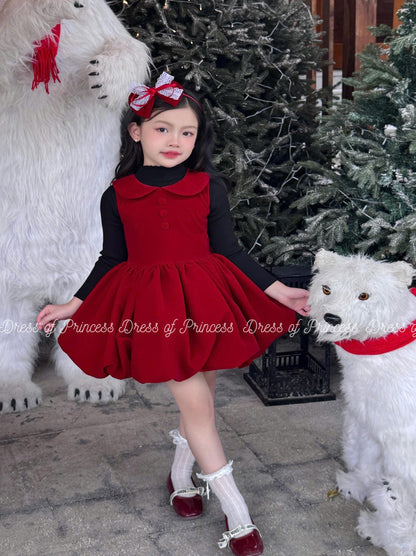 Red Christmas Dress for Girls, Detachable Cape Dress, Holiday Party Dress, Toddler Christmas Outfit, Winter Birthday Dress