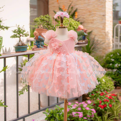 Pink Butterfly Fairy Dress, Butterfly Wings Dress, Princess Birthday Dress, Toddler Party Dress, Flower Girl Dress, Fairy Costume Outfit