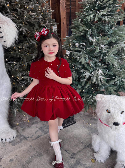 Red Christmas Dress for Girls, Detachable Cape Dress, Holiday Party Dress, Toddler Christmas Outfit, Winter Birthday Dress