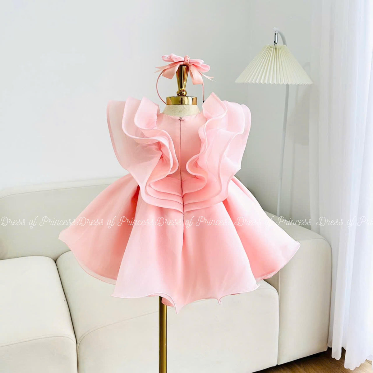 Pink Princess Baby Girl Dress: Big Bow, Special Occasion Outfit