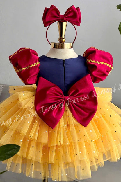 Snow White Tutu Dress: Fairytale Birthday Party Costume with Bow Headband