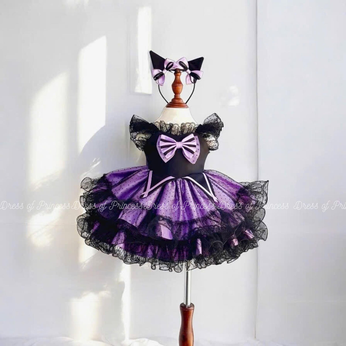 Kuromi Inspired Tutu Dress – Purple & Black Costume with Cat Ears
