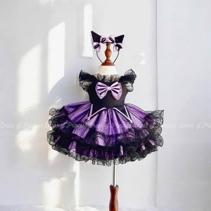 Kuromi Inspired Tutu Dress – Purple & Black Costume with Cat Ears