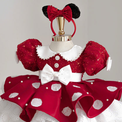 Mouse Inspired Princess Dress, Red Birthday Dress for Girls, Luxury Party Dress, Toddler Princess Outfit, Character Inspired Dress