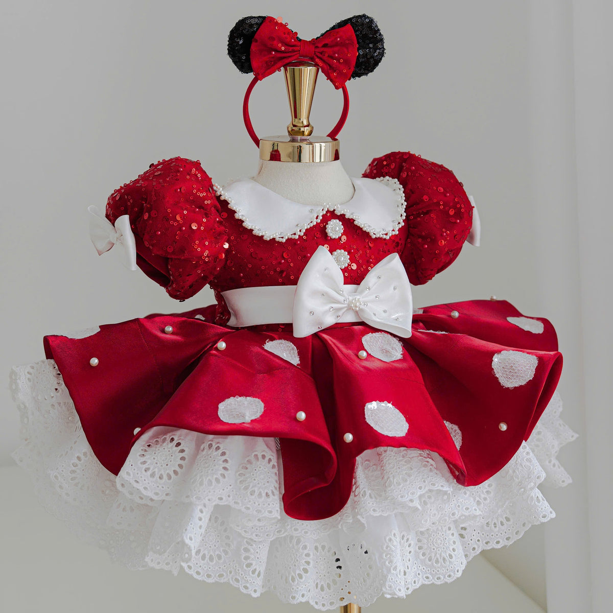 Mouse Inspired Princess Dress, Red Birthday Dress for Girls, Luxury Party Dress, Toddler Princess Outfit, Character Inspired Dress