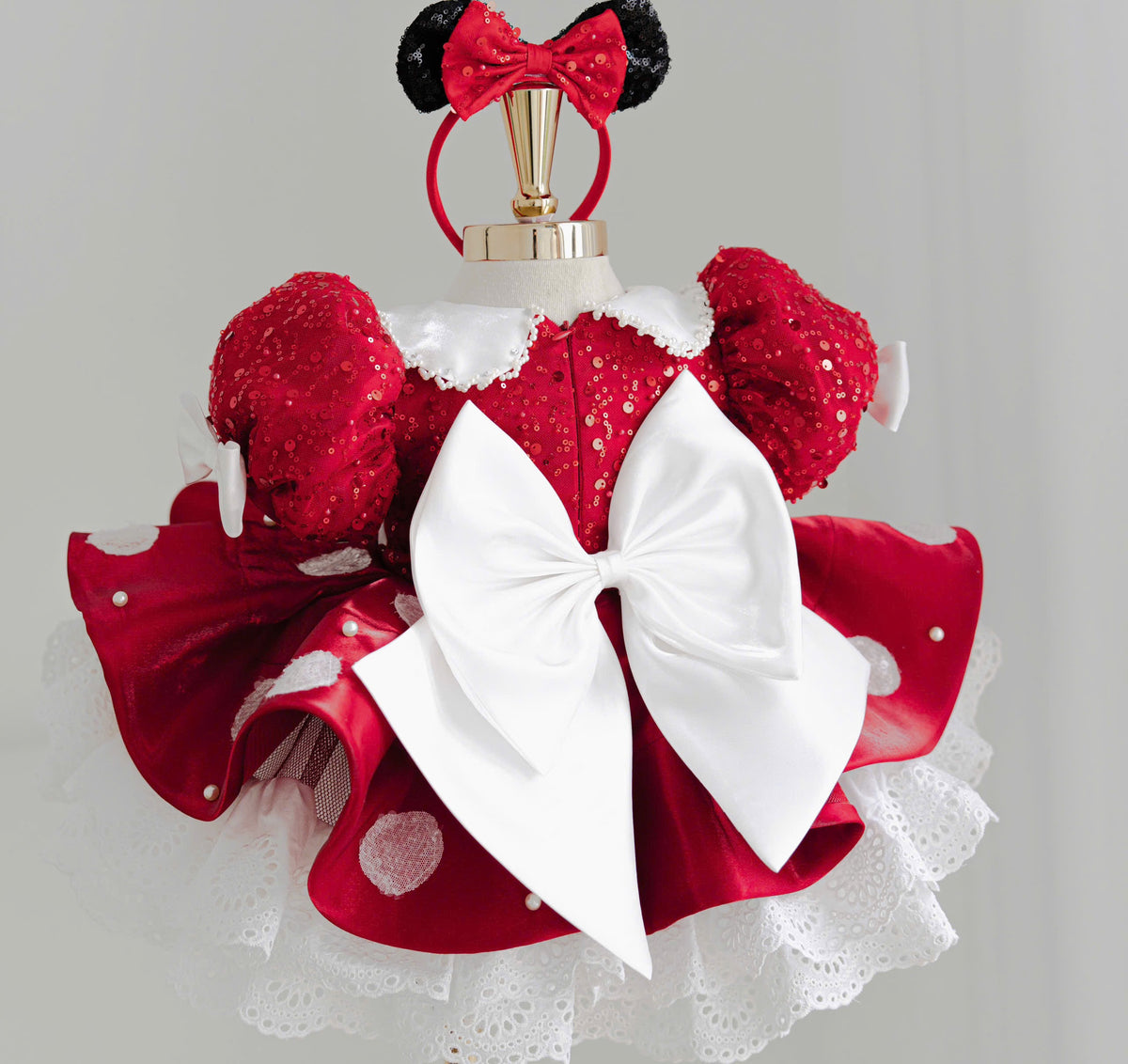 Mouse Inspired Princess Dress, Red Birthday Dress for Girls, Luxury Party Dress, Toddler Princess Outfit, Character Inspired Dress