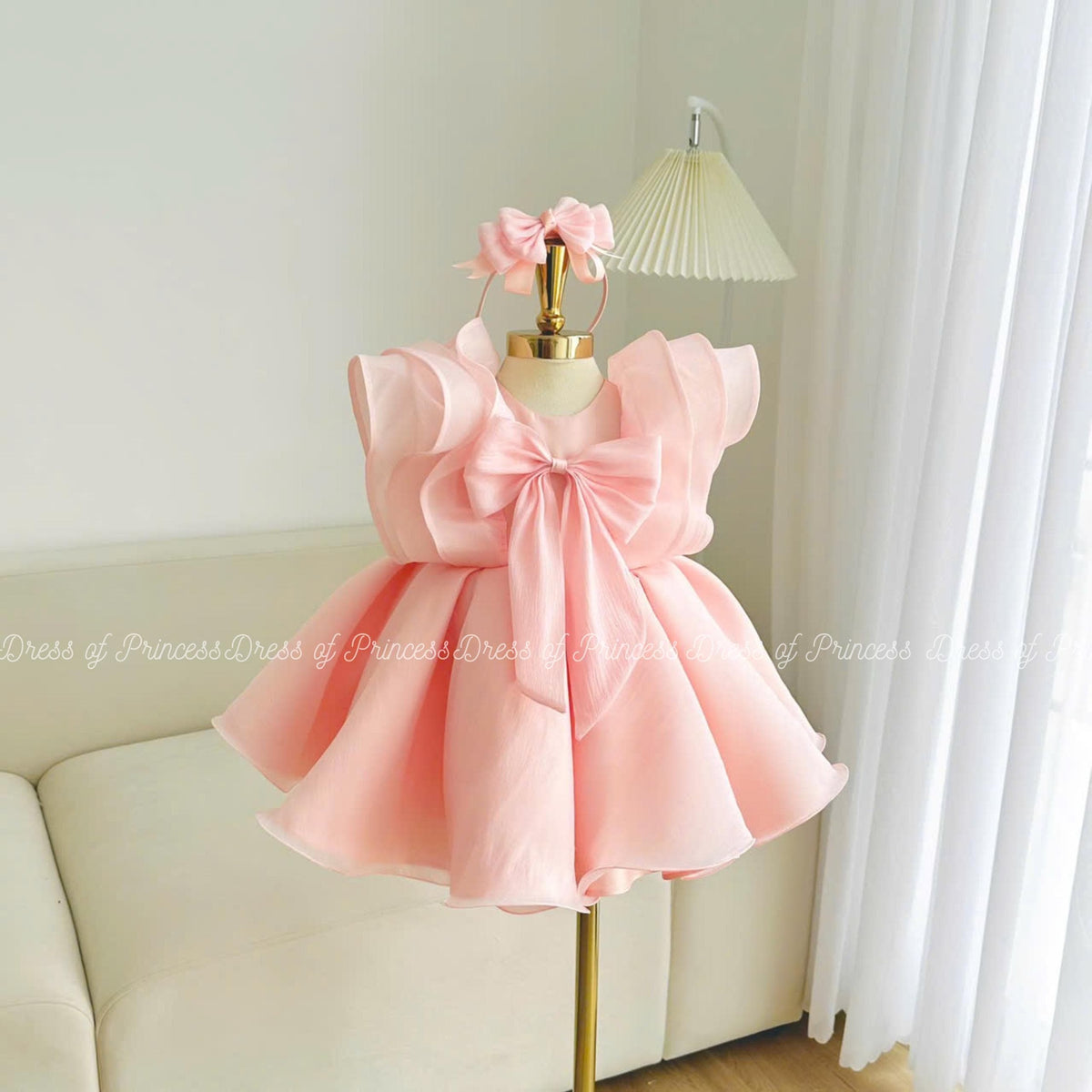 Pink Princess Baby Girl Dress: Big Bow, Special Occasion Outfit
