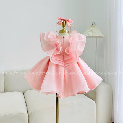 Pink Princess Baby Girl Dress: Big Bow, Special Occasion Outfit