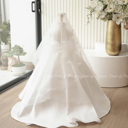 Luxury Satin Flower Girl Dress with Veil & Big Bow | Custom Colors | Wedding Birthday Communion Gown for Toddler and Girls
