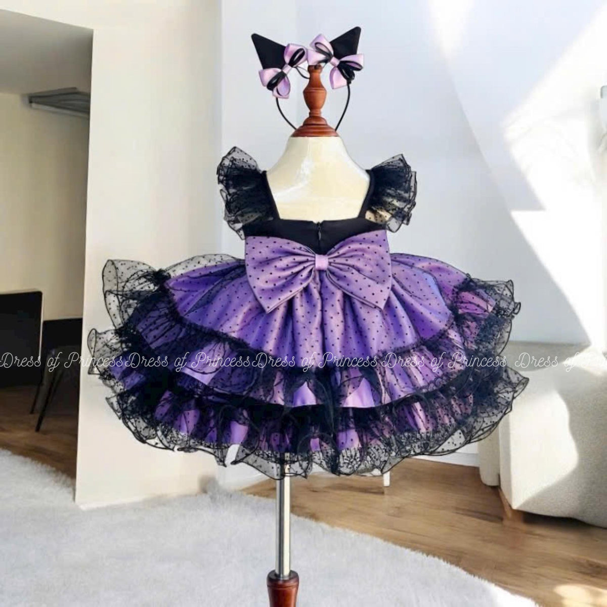Kuromi Inspired Tutu Dress – Purple & Black Costume with Cat Ears