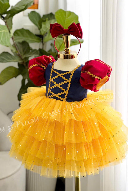 Snow White Tutu Dress: Fairytale Birthday Party Costume with Bow Headband