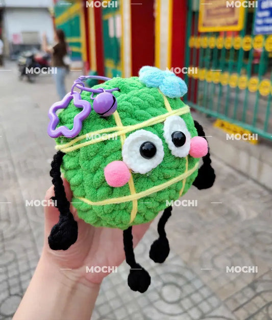 Crochet Banh Chung Keychain: Vietnamese Lunar New Year Plushie