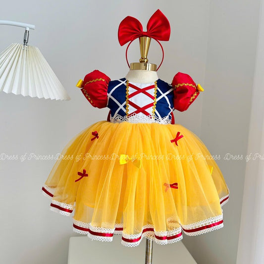 Handmade Snow White Tutu Dress | Disney Princess Costume with Headband